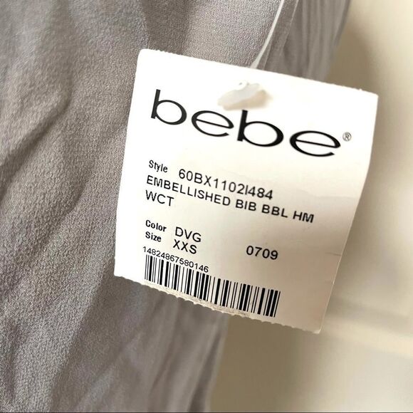 Bebe embellished grey  bib bubble tank  XXS - Picture 6 of 14
